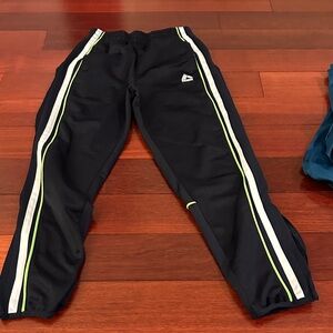 RBX Black Jogger Pants with White & Lime Accent Stripes